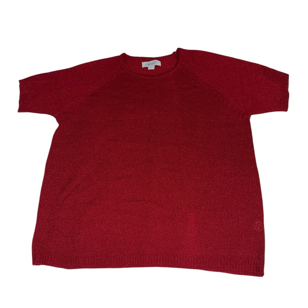 Haband Acrylic Vibrant Red Short Sleeve Crewneck Knit Top - Large